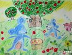 幼儿绘画图片两只老鼠摘苹果