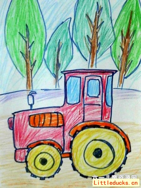 四轮拖拉机儿童画