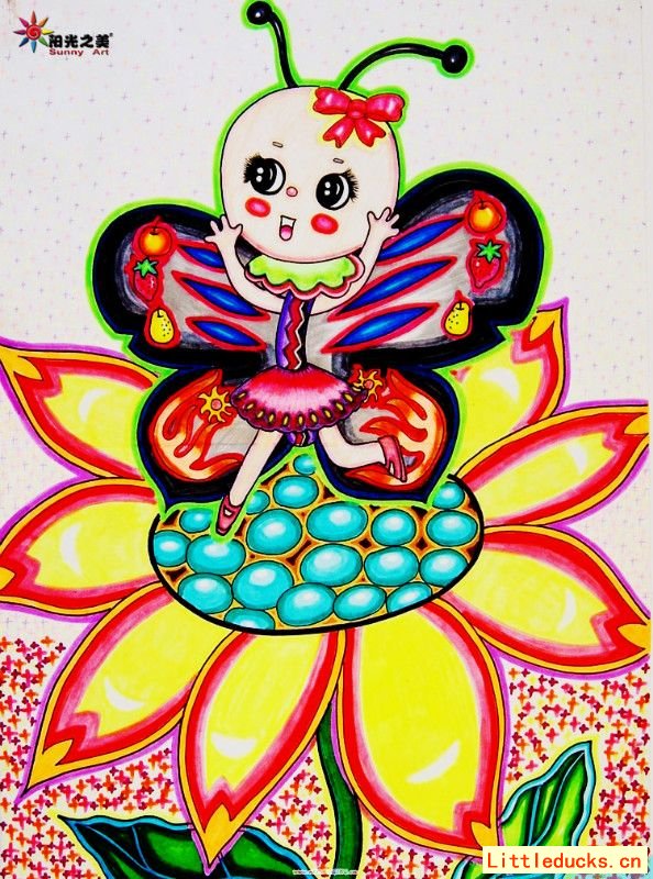 幼儿绘画作品蝴蝶姑娘