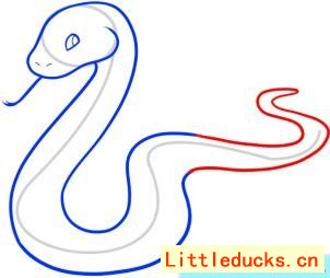 凶恶的蛇简笔画画法图 5