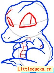 幼儿简笔画教程:卡通鳄鱼的画法图 5