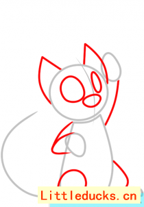 小猫玩毛线球简笔画画法图 3