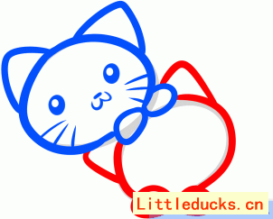 如何画猫妈妈和猫宝宝简笔画图 4