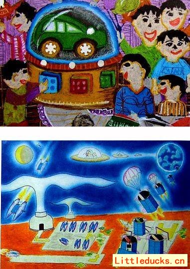 小学生科幻画作品太空之行