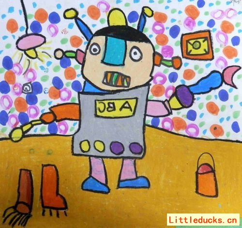 小学生科幻画作品做家务的机器人
