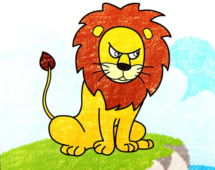 儿童绘画作品狮子