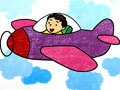 儿童绘画作品飞机天