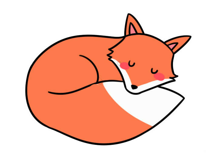 儿童简笔画教程:熟睡的狐狸简笔画画法2