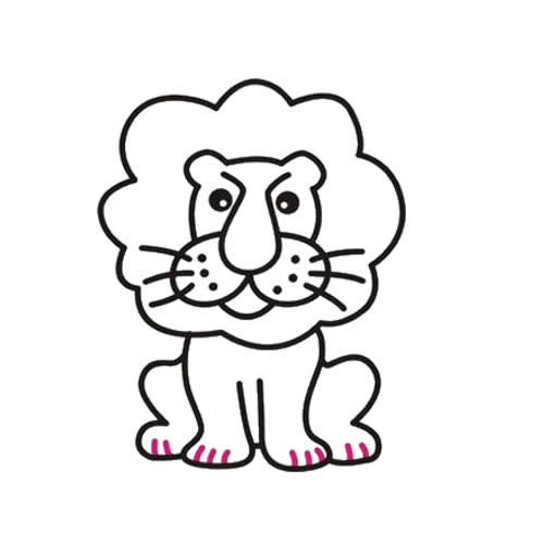 儿童简笔画教程:威武的狮子王简笔画画法3
