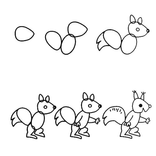 儿童简笔画教程:爱笑的松鼠简笔画画法2
