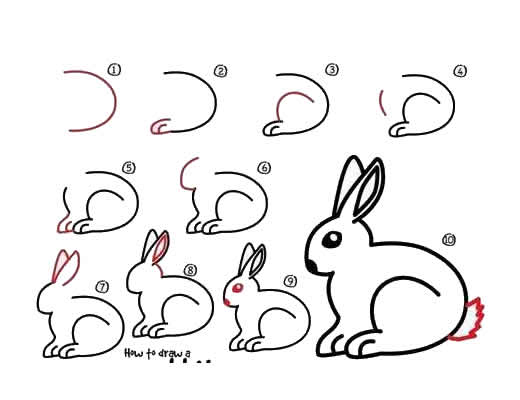 儿童简笔画教程:开心的兔子简笔画画法4