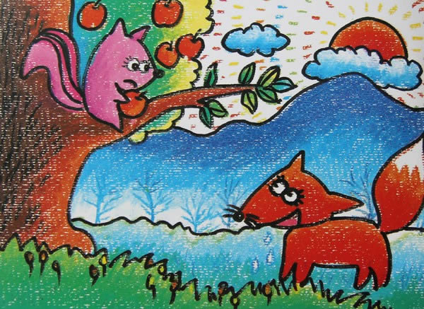 儿童绘画作品小狐狸