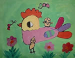 五岁半陈嫣的绘画作品母鸡和小鸡