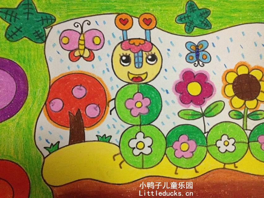 幼儿绘画作品美丽的毛毛虫小姐