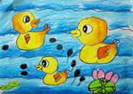 儿童美术作品池塘里的鸭