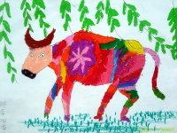 儿童绘画作品　春牛