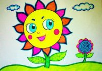 儿童绘画作品可爱的向日葵