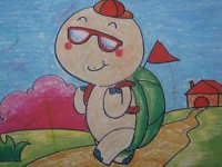 儿童绘画作品小乌龟去旅游