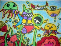儿童绘画作品我和鱼儿交朋友