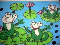儿童绘画作品青蛙大合唱