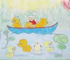 儿童绘画作品小鸭子戏水