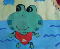 丁启明的水粉画作品小青蛙  五岁  