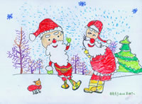 五岁半亮亮小朋友的绘画作品 圣诞节