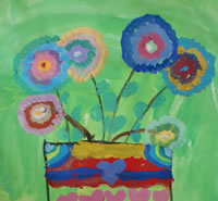 淘淘的绘画作品 插满花的花瓶（五岁半）