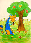 儿童画作品欣赏-可爱的小狐狸