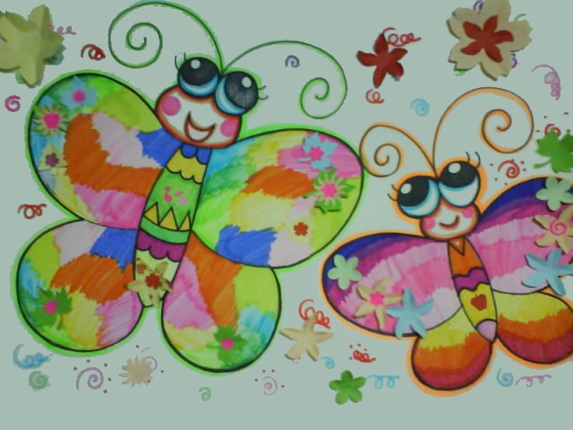幼儿绘画作品:两只小蝴蝶