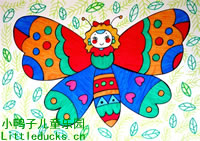 幼儿绘画作品:美丽的花蝴蝶