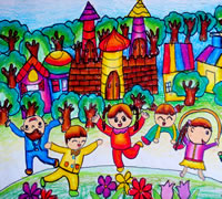 儿童画画大全:欢乐的孩子们