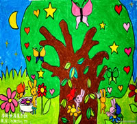儿童画画大全:快乐的小兔子们