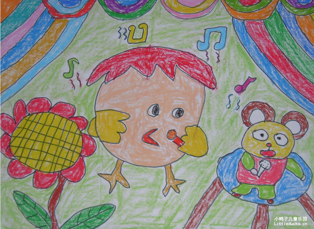 幼儿园中班绘画作品:森林音乐会