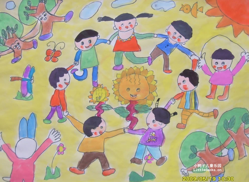 幼儿园大班绘画作品:阳光下的舞蹈