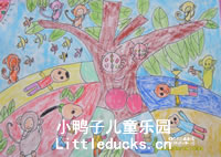 幼儿园绘画作品:捉迷藏