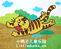 优秀儿童油画棒画欣赏:小老虎
