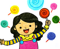 优秀儿童油画棒画欣赏:我爱棒棒糖