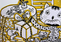 儿童线描画作品欣赏:猫和老鼠