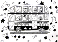儿童线描画作品欣赏:动物公交车 