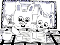 儿童线描画作品欣赏:小松鼠爱学习