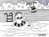 儿童线描画作品欣赏:小朋友学游泳