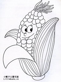 儿童线描画作品欣赏:卡通玉米