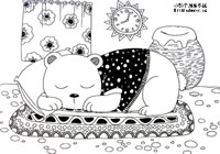 儿童线描画作品欣赏:小猫睡觉