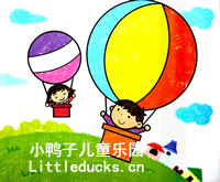 儿童油画棒画作品欣赏:热气球