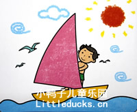 儿童油画棒画作品欣赏:驾帆远航