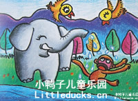 儿童油画棒画作品欣赏:大象的鼻子