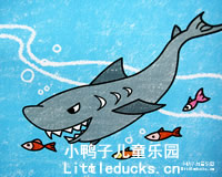 儿童油画棒画作品欣赏:鲨鱼吃小鱼