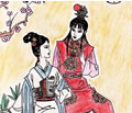 人物彩色铅笔画图片:红楼梦林黛玉和贾宝玉