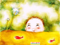 儿童彩色铅笔画图片:幻想中的小男孩